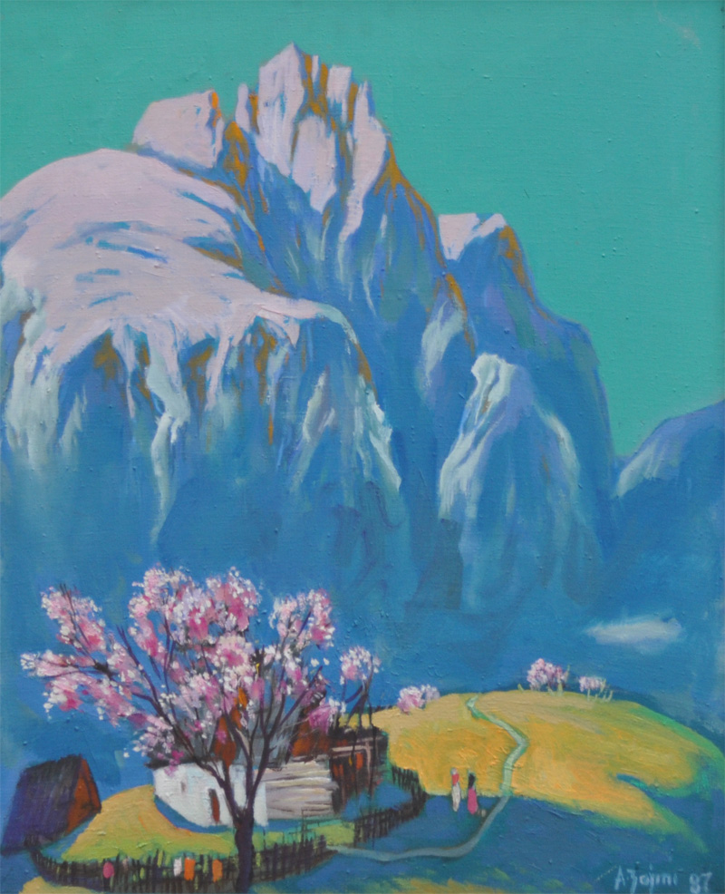45x55_peizazh, vaj_pëlhurë_1987_oil_canvas_huile_toile_paysage_landscape_valbona_agim_zajmi