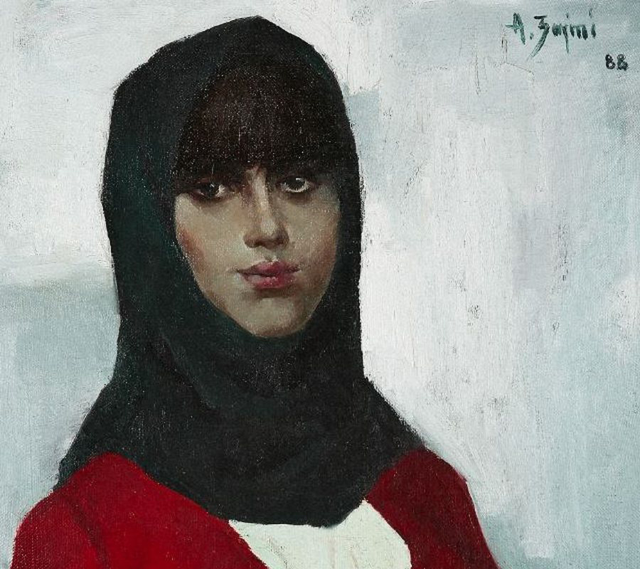 Girl_portret_portet_vajze_portret fille_Albanian_National_art_gallery_ GKA_Galerie_nationale_65_54.7cm_1988